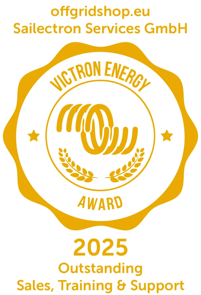 offgridshop.eu Sailectron Services GmbH erhält den Victron Energy Award 2025 für Outstanding Sales Training and Support